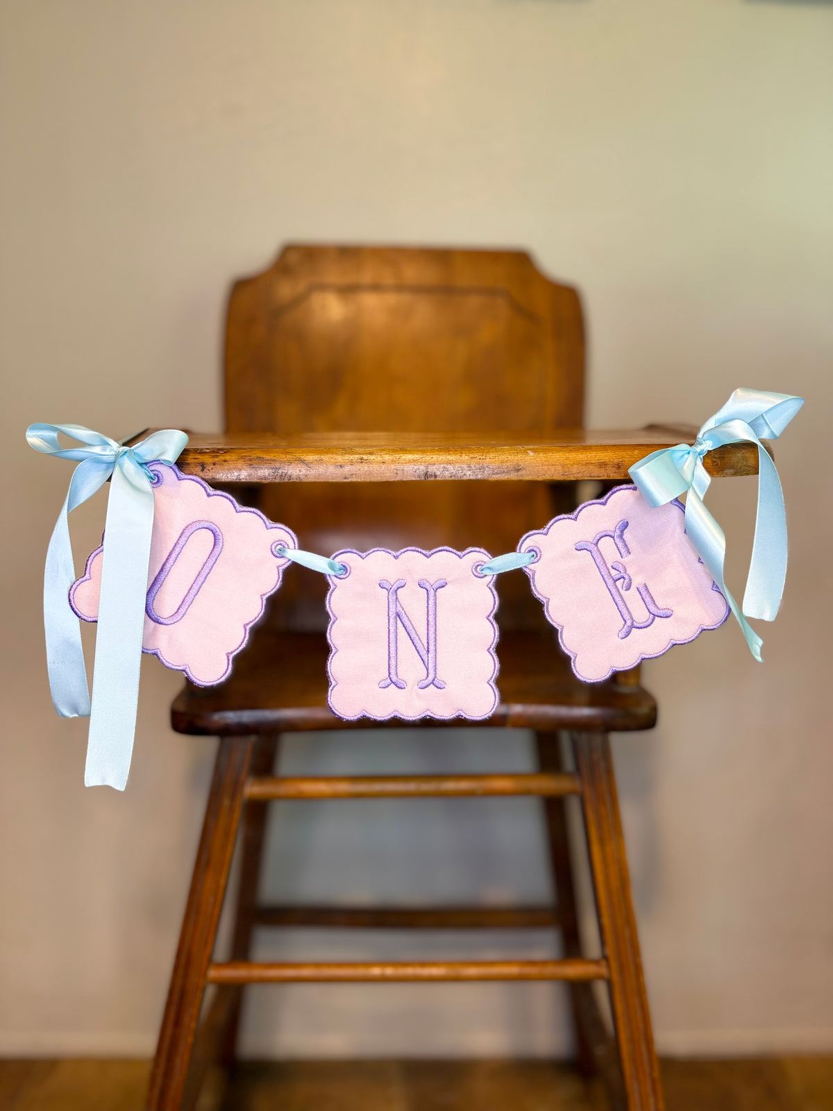 Pink, Purple & Blue 1st Birthday Highchair Banner