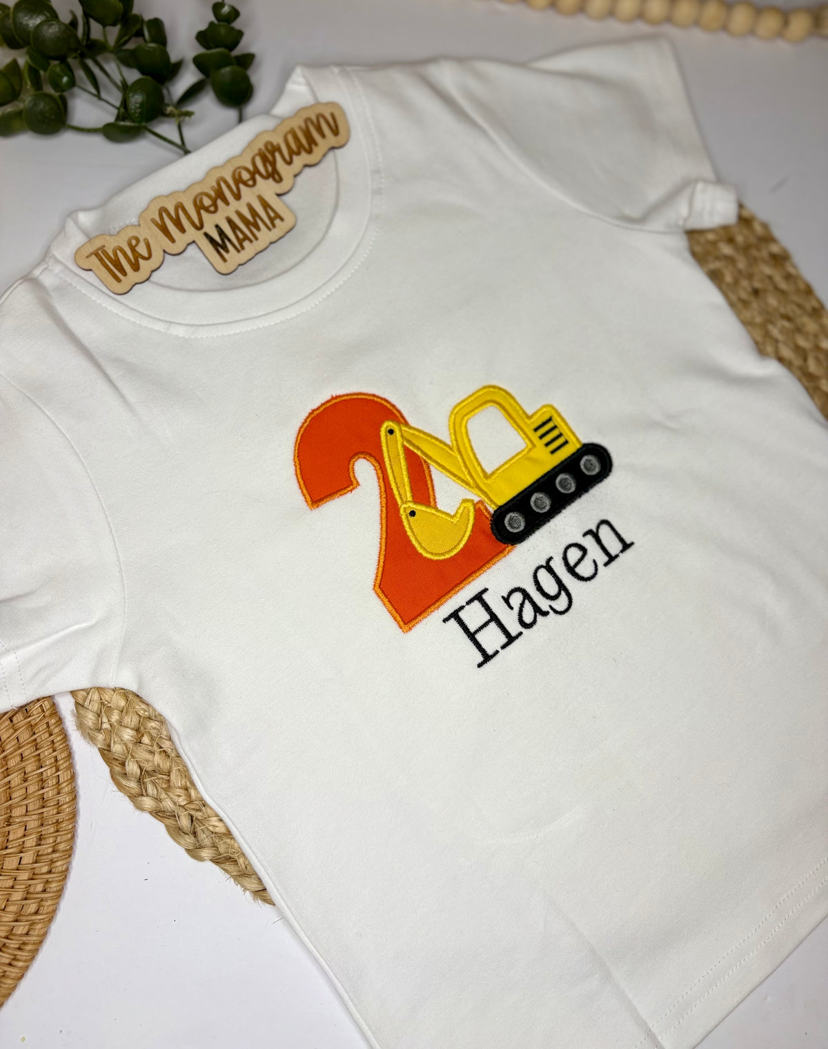Kids Embroidered Construction Birthday Shirt